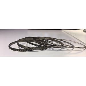 Silver boho bangle set